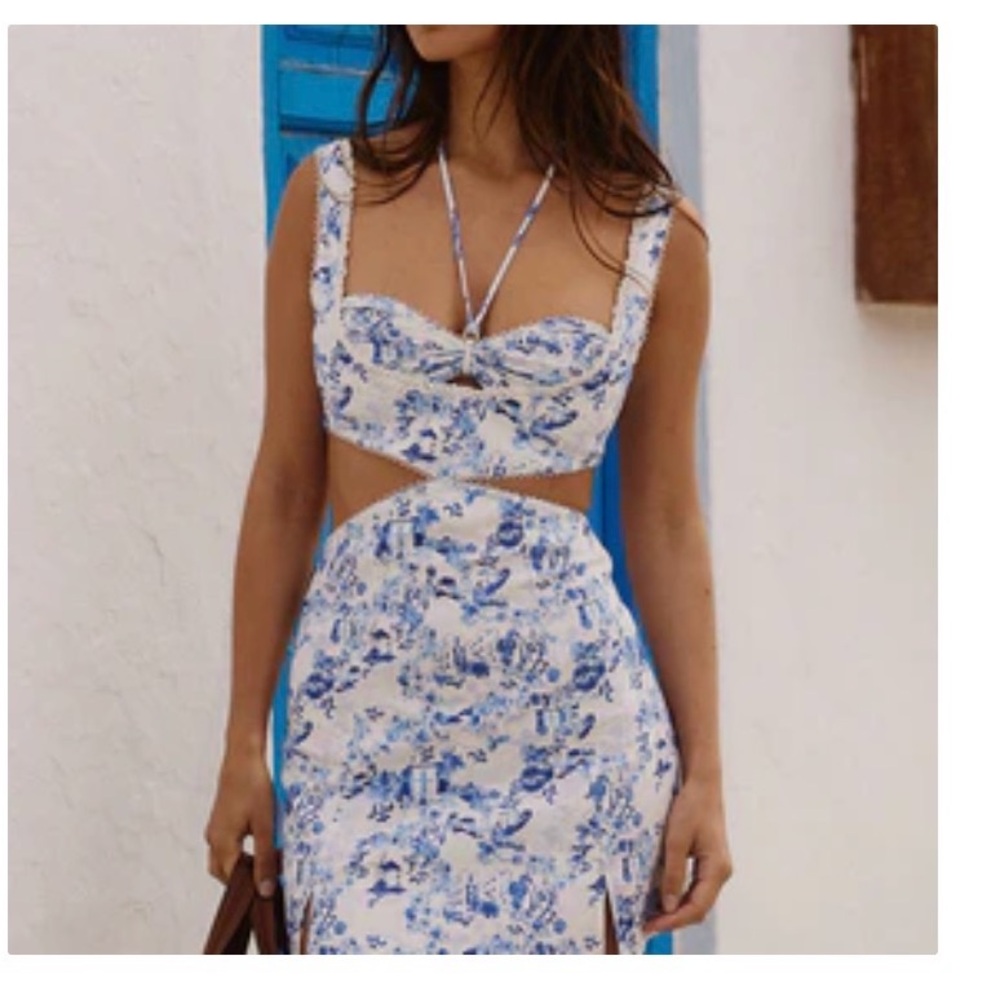 Floral Blue and White Mini Dress